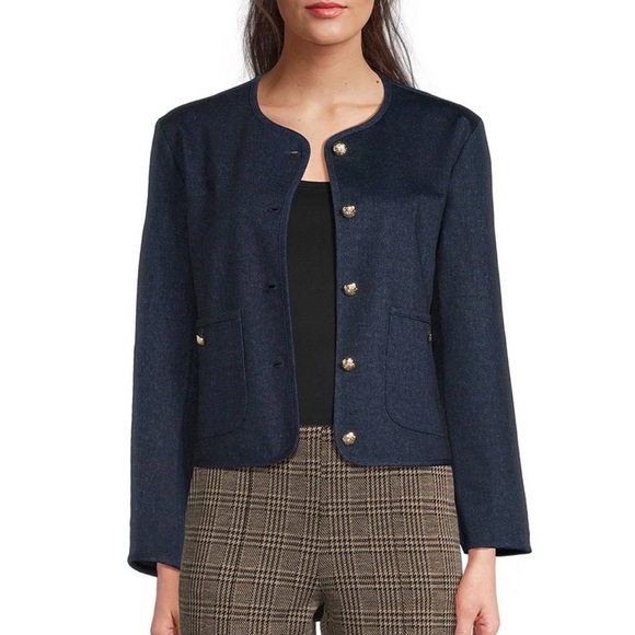 Jude Connally Jackets & Blazers - Jude Connally hope Denim Blue Jacket with Gold Accents medium